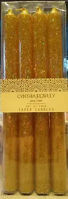 Cynthia Rowley Shimmery Gold Taper Candles ~ 10" Tall Set of 4 - New