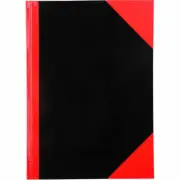 A5 Black & Red Notebook Gloss Hard Cover 100P Feint Ruled Cumberland 43108 NEW