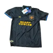 *XL MANCHESTER UNITED* 1995/1996 RETRO BLACK AWAY KIT