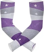 [Yoogain] UV Protection Arm Sleeves Men American Flag Lilac and Silver Gray Seamless Gardening Sleeves Sun & UV Protection Two Way Wearing Styles cubre brazos, American Flag Lilac and Silver Gray