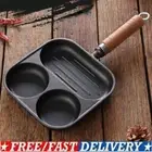 Kitchen Egg Frying Pan 3 Section Divided Egg Burger Maker Egg Pancake Steak Pan