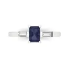 0.8 ct Emerald Cut Sapphire Gemstone Three-Stone Promise Ring White Gold