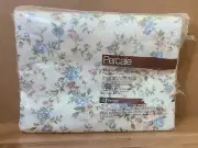 Vintage JCPenney Saybrook Full Size Flat Bed Sheet White Floral Permanent Press