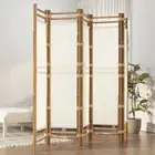 Folding 5-Panel Room Divider 200 cm Bamboo Canvas Privacy Screen Home Deco 50625