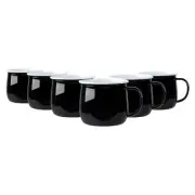 6x Coloured Enamel Belly Mugs Steel Outdoor Camping Tea Coffee Cup 375ml Black