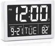Digital Alarm Clock with Snooze, Small Clock/Table Clock, 6.3" LED Digital Calen