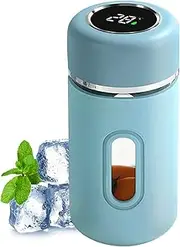 Glass Tumblers, 280ml Reusable Glass Bottles, Anti-Fall Tumbler Portable Tea Cup with Real-Time Temperature Display for Travel Camping Picnic Gym Home Work Daily Use Coffee Desktop