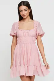 Pink Dress Short Sleeve Mini - Size 10, Women's Skater Dress