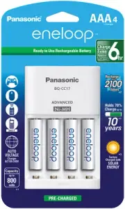 Eneloop Battery Charger with 4-Pack AAA Rechargeable Batteries - Complete