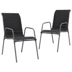 Set Of 2 Patio Chairs Black Outdoor Furniture Garden Armchair Steel Textilene