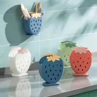 在飛比找Yahoo!奇摩拍賣優惠-創意家用草莓筷籠廚房站立式多功能筷子籠雙格瀝水筷子盒塑料筷筒
