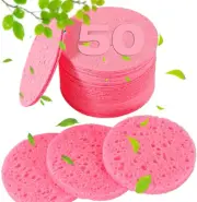50-Count Compressed Facial Sponges for Estheticians- 100% Natural Cellulose Prof