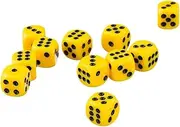 50pcs Yellow Opaque Six Sided Spot Dice Set D6 Role Playing Dice Games 12mm