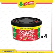4 x Little Trees Cherry Blast Fragrance Fiber Can Tin Container Air Freshener