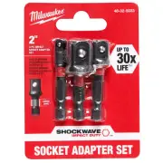 Milwaukee Shockwave IMPACT DUTY 2" SOCKET ADAPTER SET: 1/4" 3/8" 1/2" Drill Atta