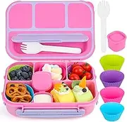 MaMix Bento Lunch Box, 4-Compartment Adult & Kids Lunch Containers (1300ML, Purple)