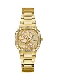 在飛比找ZALORA購物網優惠-Guess Analog Gold Dial & Stain