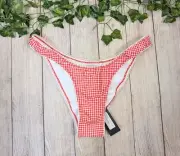 MOTEL ROCKS Women's FARIDA Red Gingham Bikini Bottoms Cheeky High Cut Large NEW