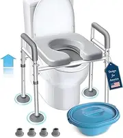 [Eosprim] Toilet Seat Risers for Seniors Elongated, Raised Toilet Seat with Handles, Toilet Safety Frames & Rails for Elderly and Handicap, Elevated Shower Commode Chair with Arms, Toilet Lift Grab Bar