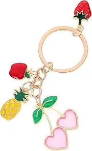 [Holibanna] Adorable Fruit Keychain Charms Cute Strawberry Pineapple Banana Keychain Bag Charms Backpack Key Decoration Holder Zinc Alloy Enamel Pendant With Rings For Women
