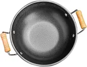 IMIKEYA Double Handle Wok Versatile Cooking Pot for Frying Stir Frying Boiling Stewing Classic Handle Suitable for All Stovetops Space Saving Design