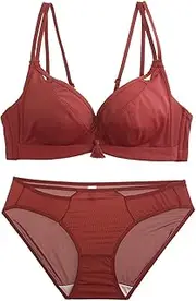 Treasure hunt Comfortable Girls Gather Bra Set, Nylon and Sponge, no Steel Ring, Adjustable Chest Underwear, Adjustable Shoulder Strap, Three-Row Buckle. (Color : Red, Size : 80A=34A=75A)