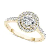 0.75 CT. T.W. Natural Diamond Double Frame Engagement Ring in Solid 14K Gold