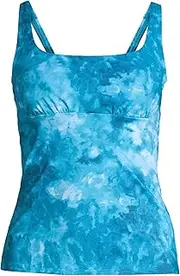 [Lands' End] Women's Square Neck Underwire Tankini Top Swimsuit Adjustable Straps