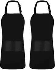 Adjustable Bib Apron (2-Pack) Water Oil Resistant Chef Cooking 2 Pack Black