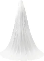 [Heliltd] Bride Wedding Veil 118 Inches Long 1 Tier Drop Veil Cathedral Bridal Veil with Comb Chapel Tulle Hair