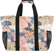 [sanluoli] Totes Collapsable Beach Totes Bags Sandproof Canvas Tote Bag For Car, Rich Chinese Watercolor Flowers, 1 size