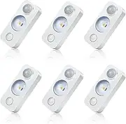 LED Motion Sensor Puck Lights, Rechargeable Cabinet Lights, Stick on Wireless LED Night Light for Closet, Drawer, Shelf, Under Cabinet, Warm White 6Pack, USB Charging Cord Included