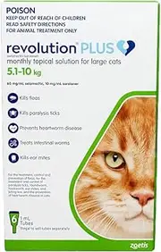 Revolution Plush Flea and Worm Treatment for Cat Large Cat 5-10 kg (Pack of 6)