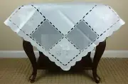 Solid White Wedding 33x33" Square Embroidered Tablecloth Polyester Embroidery