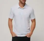 Travis Mathew Men's Golf Shirt Medium White & Blue Pastel All Tied Up Heater