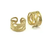 Leaf Adjustable Ring Raw Brass (19mm 9US inner size - Adjustable ) OZ2817
