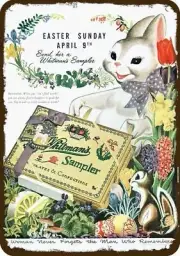 1950 WHITMAN'S Chocolate Easter Bunny Vintage-Look DECORATIVE REPLICA METAL SIGN