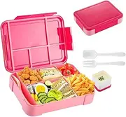 WADY Bento Lunch Box for Kids & Adults, Bento Box for Kids, Adult Lunchable Containers with 6 Compartments & Tablewares, Durable, Microwave/Dishwasher Safe, BPA-Free,Perfect for On-The-Go Meal (Red)