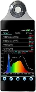 Handheld PAR Light PPFD Spectrometer for LED Grow Lights HP330P Light Spectrum Meter Lux CCT CRI Tester HP330P 350nm-800nm for Home, Plant Growth Lab