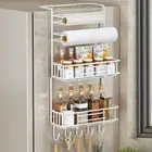 No-Hole Spice Storage Rack Wall Hanging Fridge Shelf Rack Kitchen