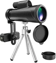 12x50 Monocular Telescope Portable IPX7 Waterproof BAK4 Prismatic Lens with Smartphone Adapter and Tripod for Adult Bird Watching and Outdoor Travel