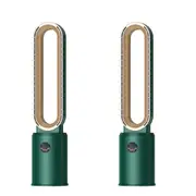 ADVWIN 2 IN 1 Bladeless Fan Portable Electric Tower Fan Airflow Purifying Fan, 24 Speeds Settings, 12-Hour Timing, Green+Gold(2Pcs)