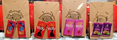 Cookies Chocolate Chips Baked Strawberry Food Snacks Hypoallergenic Earrings