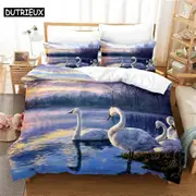 a2275 Bed Sheets Swan Bedding Set Duvet Cover Set Bedding Digital Printing Bed Linen Bedding Set Fashion Design3-Piece Bedding Set (1 Duvet Cover +