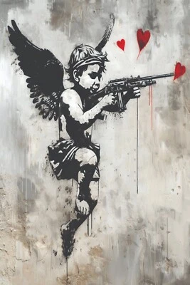 CUPID BANKSY GRAFFITI POP ART CANVAS PRINT 16"X20" READY TO HANG T41