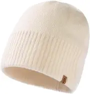 [TOP-EX] M/L/XL/XXL 100% Merino Wool Trawler Fisherman Beanie, Unisex Fleece Lined Thermal Winter Hat, Warm Wooly Beanie for Running, Golf, 56-65CM