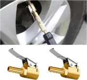 2PCS 1/4" Brass Locking Tire Air Chucks Portable Barb Lock No Leakage Air Chuck