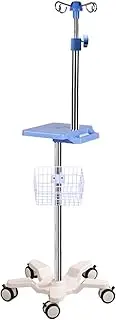 Movable IV Pole w/5 Wheels & Pump Tray Rolling IV Stand w/Basket & Cast Iron Base Stainless Steel 4 Hooks IV Bag Holder Height Adjustable Intravenous Pole