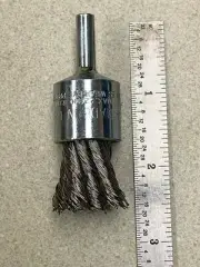 3/4" WIRE END BRUSH .014 STAINLESS STEEL WIRE KNOTTED 1/4" SHANK USA BNH6S14