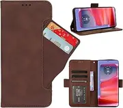 GoshukunTech Phone Cover for Motorola Edge 50 Pro 5G,for Moto Edge 50 Pro 5G Wallet Case[ 5 Card Slots Leather Wallet ] Soft TPU Inner Case Flip Cover Stand Feature-Dark Brown